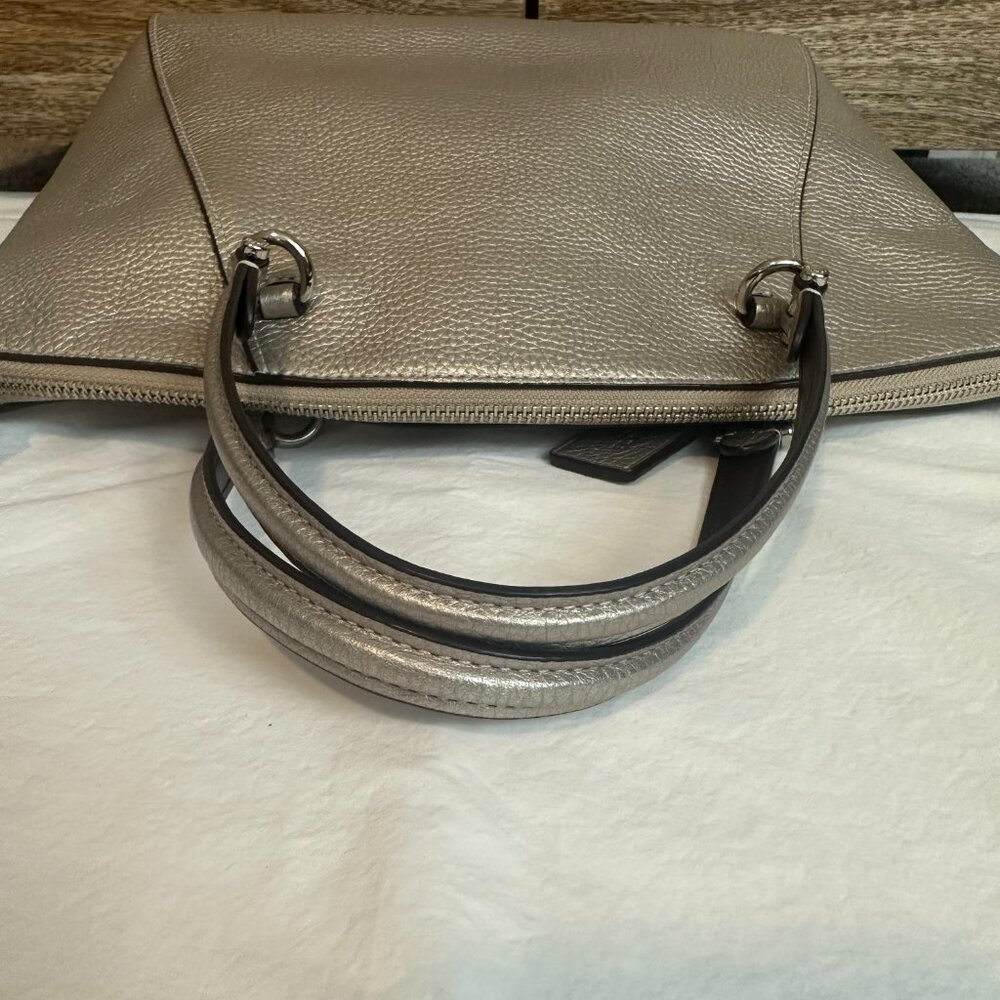 COACH Metallic Leather Prairie Satchel Platinum 87686 Convertible Crossbody $328 - Picture 9 of 12